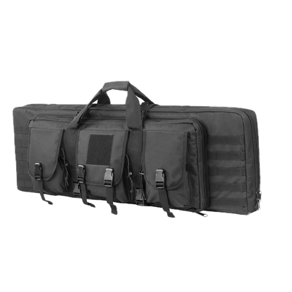 Airsoft tactical gun bag, accommodates two rifles, ideal for scenario players, black