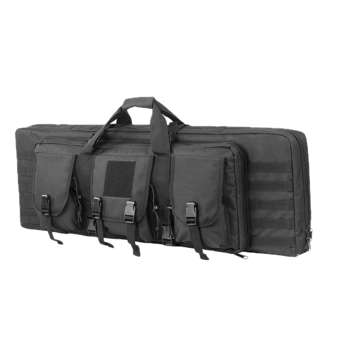 Airsoft tactical gun bag, accommodates two rifles, ideal for scenario players, black