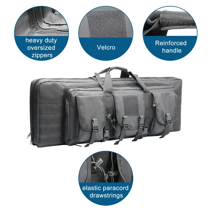 Black rifle backpack, military-grade, designed for gun and shooting accessory transport