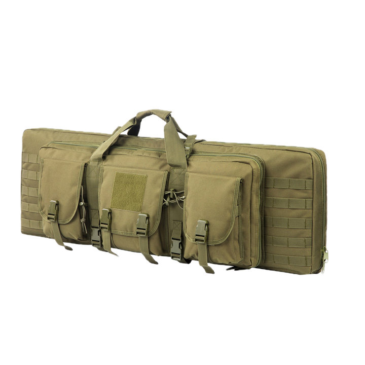 Black double rifle tactical carry bag, padded shoulder straps for comfort, durable