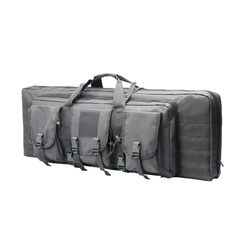 Airsoft gun backpack, dual rifle capacity, MOLLE attachment points, black