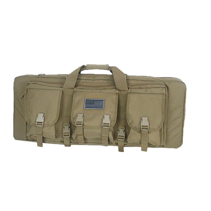 Hunting rifle travel bag, designed for two long guns, MOLLE system, black