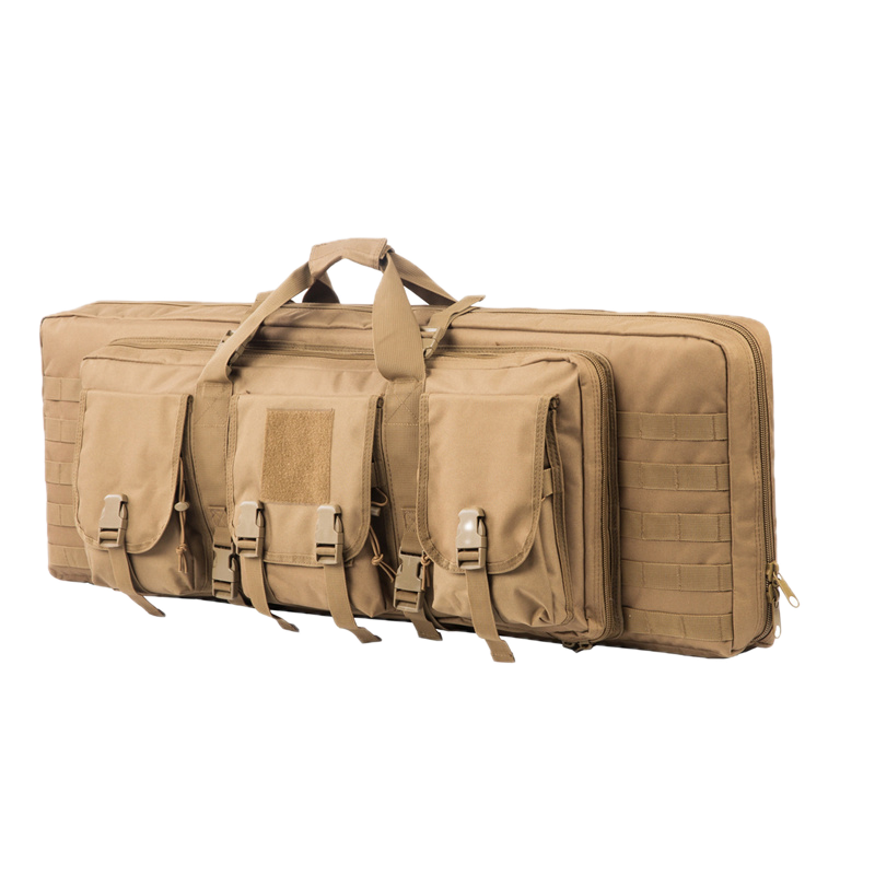 Airsoft tactical gear bag, two rifle compartments, multiple storage pockets, durable