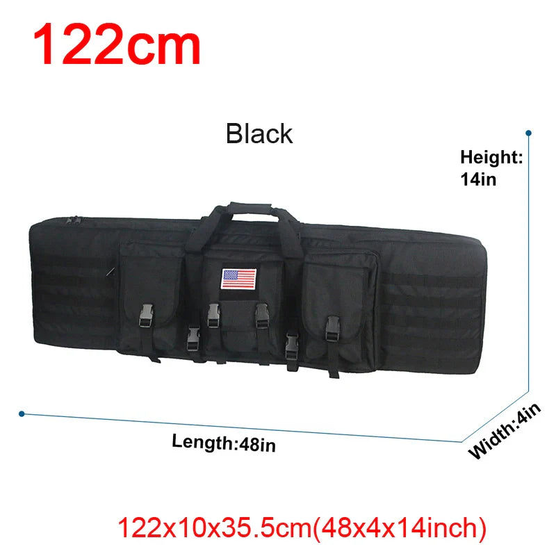 Shooters tactical backpack for rifles & gear, durable polyester, black, outdoor use