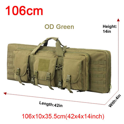 Airsoft rifle backpack, large capacity, fits two long guns, ample storage for accessories