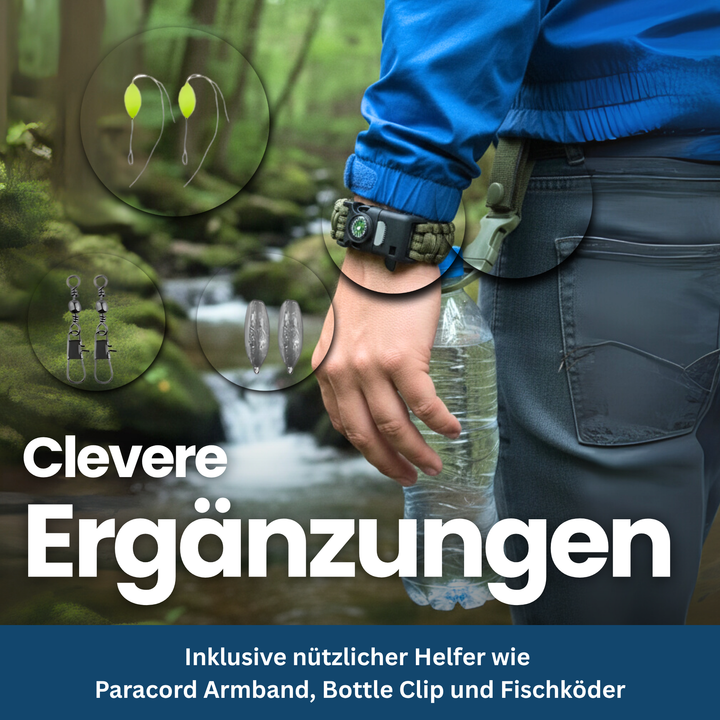 Portable tactical survival kit packed with first aid, knife, and communication tools for safety.