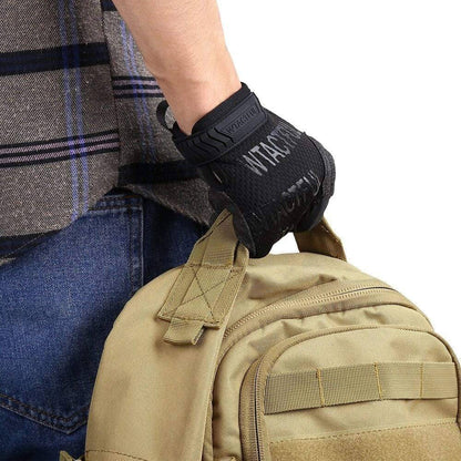 Pair of tactical gloves showing palm grip texture, perfect for hiking, work, and outdoor adventures.