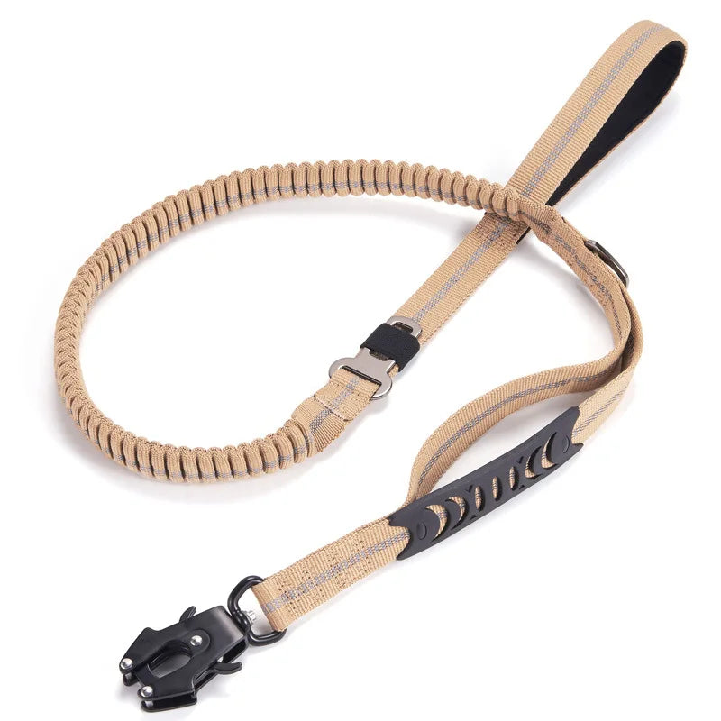 Robust K9 bungee leash with two padded handles for ultimate control