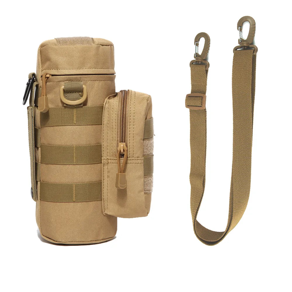 Tactical hydration pouch featuring a drainage grommet at the bottom to prevent water accumulation.