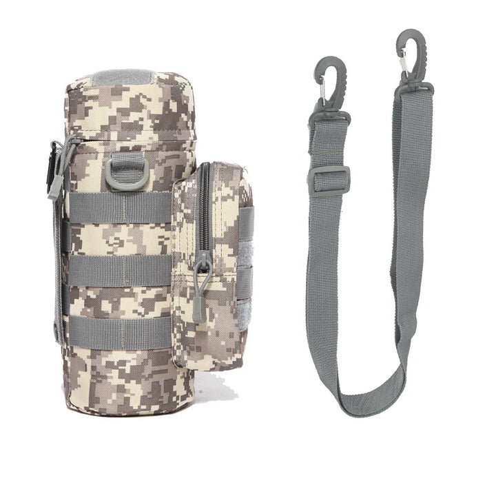 Compact tactical insulated water bottle pouch, perfect for carrying essential hydration on the go.