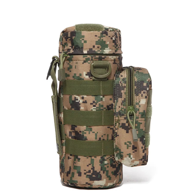 Tactical insulated utility pouch with webbing for additional gear attachment, highly versatile.