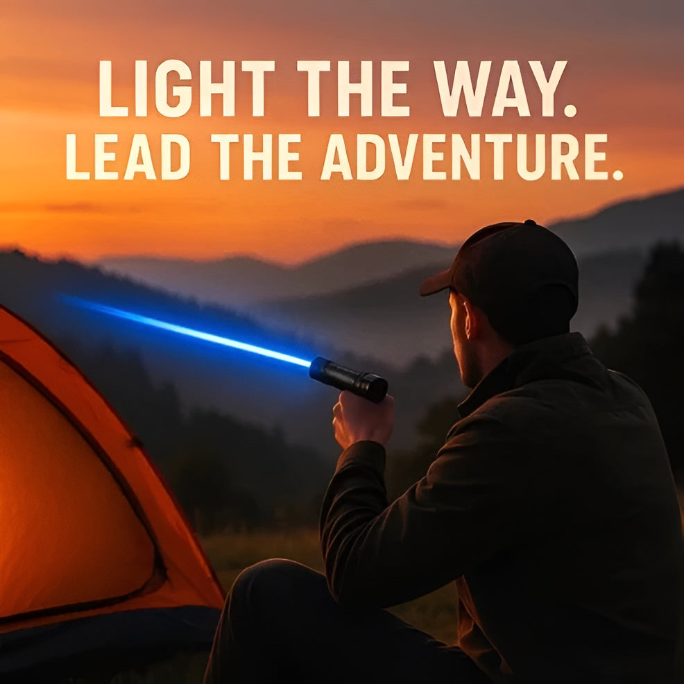 Bright LED tactical torch and emergency light, perfect for camping, hiking, and outdoor gear kits.