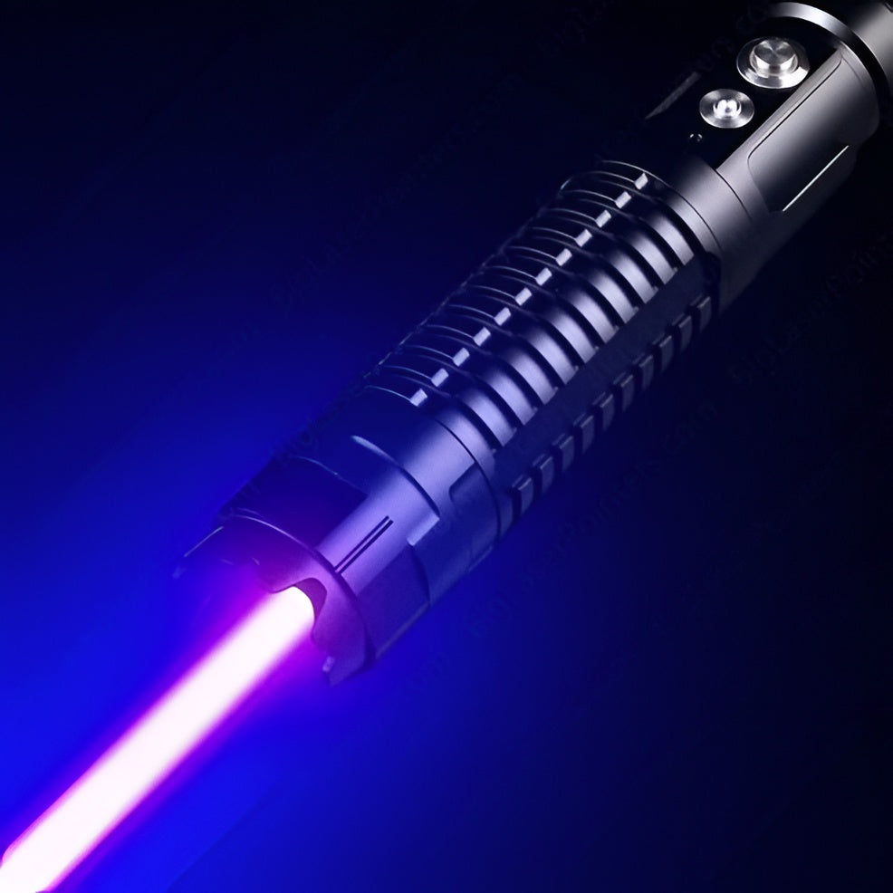 Close-up of a durable tactical laser torch, highlighting its features for outdoor survival.