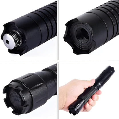 Essential tactical laser torch & emergency light, a versatile tool for camping, hiking, and survival.
