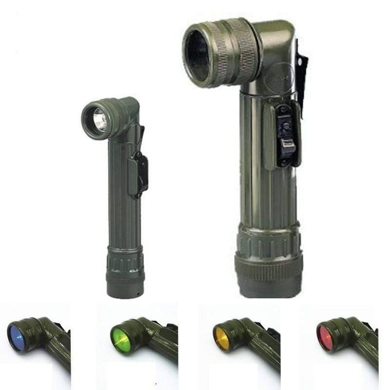 Tactical LED flashlight, bright beam for outdoor adventures, camping, and emergency use.