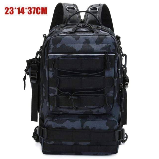 Fishing backpack, waterproof-treated fabric, ideal for angler gear and outdoor adventures