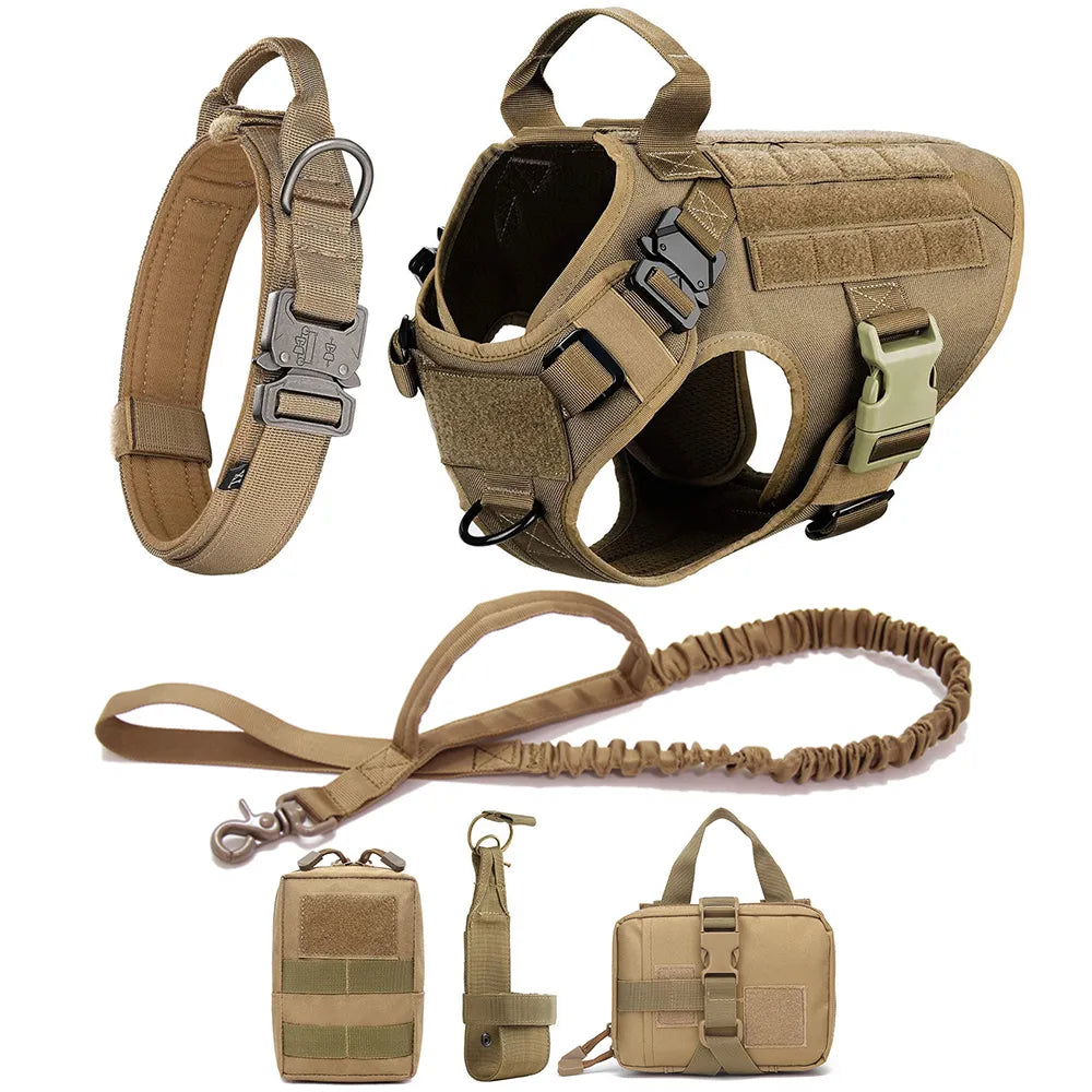 Tactical no-pull dog harness, black, for training & outdoor adventures, front view