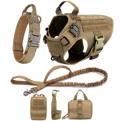 Tactical no-pull dog harness, black, for training & outdoor adventures, front view