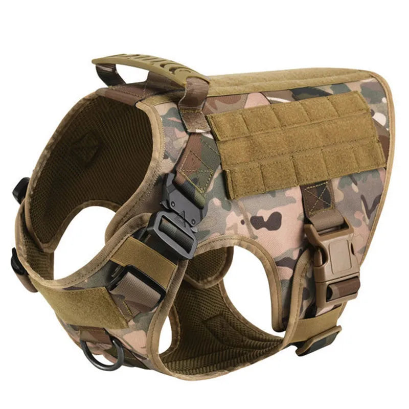 Close-up of the front no-pull attachment on a tactical dog harness