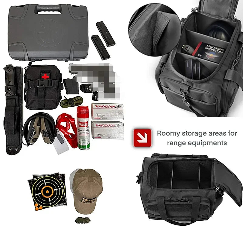Tactical outdoor gear bag for men, close-up of heavy-duty zippers and rugged construction.