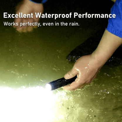 Heavy-duty tactical pocket flashlight, 2000LM, perfect for camping, hiking, and emergency kits.