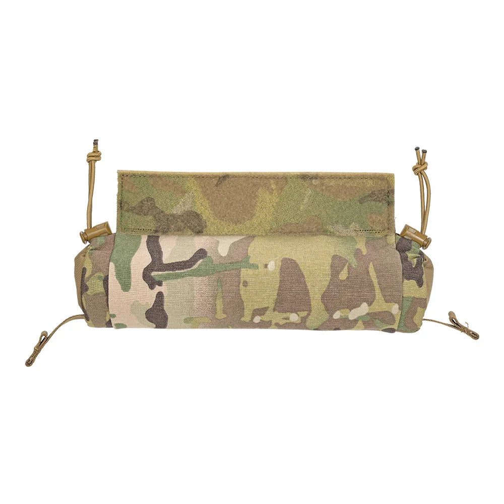 Black tactical roll-up EMT Pouch with Red Cross emblem, vital for emergency medical response.
