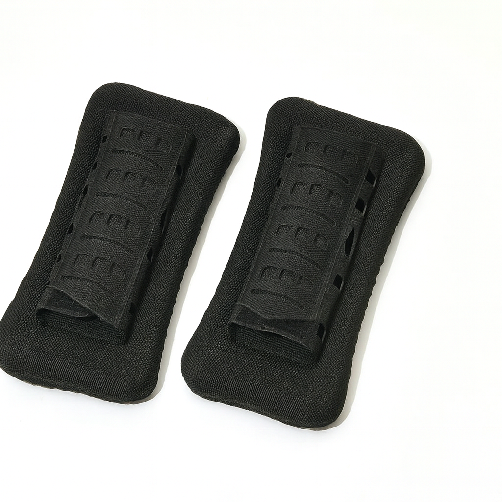 Tactical shoulder pads in a retail packaging, highlighting their use for backpack & vest comfort.
