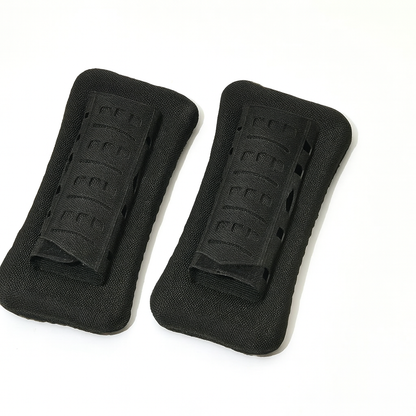 Tactical shoulder pads in a retail packaging, highlighting their use for backpack & vest comfort.