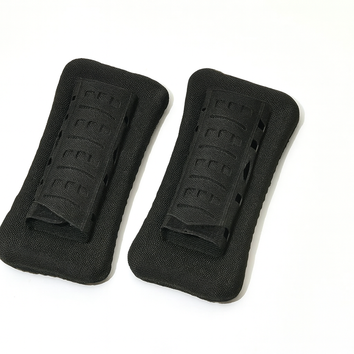Tactical shoulder pads in a retail packaging, highlighting their use for backpack & vest comfort.