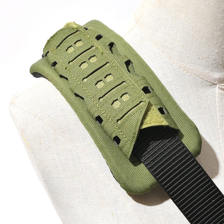 Molle compatible tactical shoulder pads, black, providing extra cushioning for military & hiking packs.