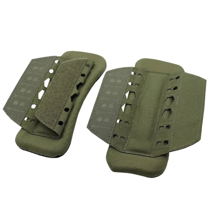 Soft mesh shoulder pads, tactical grade, enhancing comfort on heavy vests and outdoor backpacks.
