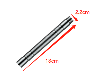 Close-up of a black tactical trekking pole extension tube; essential hiking & camping equipment, adds length & versatility