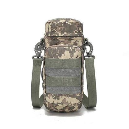 Outdoor hydration solution: tactical water bottle holder with MOLLE straps, ideal for hiking.