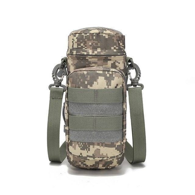 Outdoor hydration solution: tactical water bottle holder with MOLLE straps, ideal for hiking.