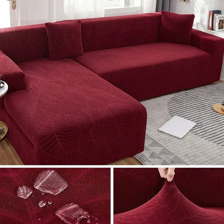 Stylish L-shape sofa cover, tailored polyester design, perfect for home decor and a clean living room.