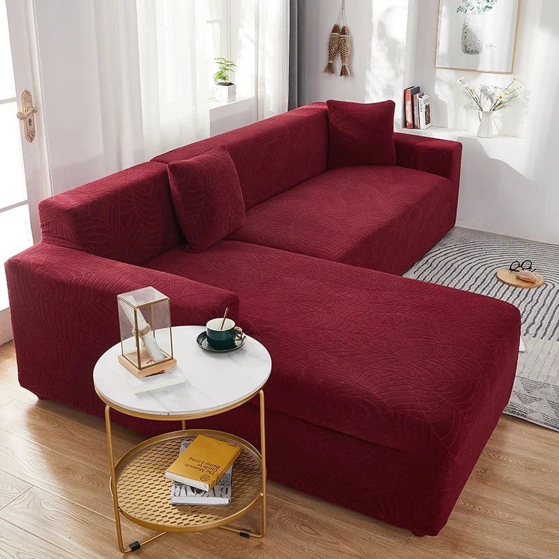 Durable L-shape couch slipcover in tailored polyester, ideal for home decor updates and pet owners.
