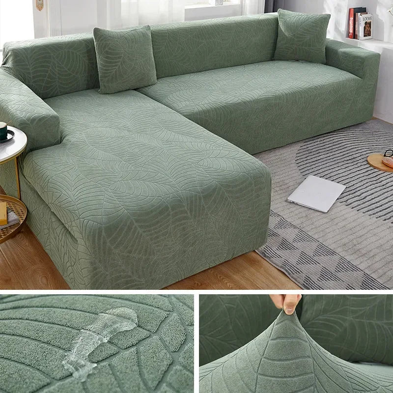 Protective L-shape sectional slipcover, washable polyester for easy care, a fresh home update.