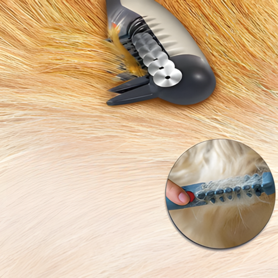 Comfortable pet grooming brush for cats & dogs. Gentle detangler for smooth fur & improved pet care.