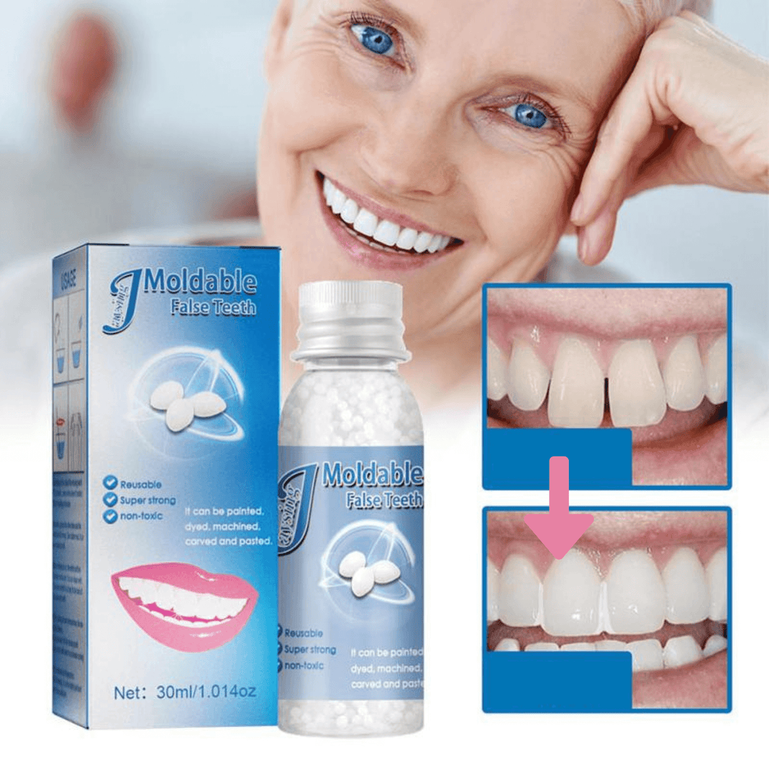 Temporary dental repair beads for instant tooth filling. Moldable resin for DIY cosmetic dentistry & dental emergency.