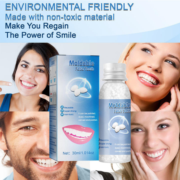 Unisex cosmetic temporary tooth repair kit, moldable false teeth for an instant smile boost.