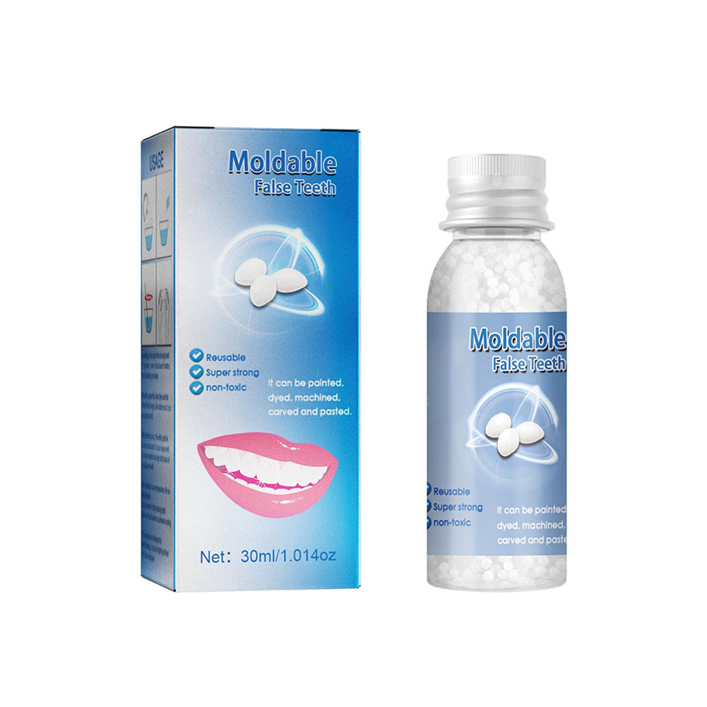 Dental repair kit: moldable false teeth for temporary gap filling & an instant, confident smile.