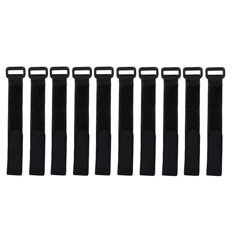 Product shot of the 10-piece fishing rod tie strap set, essential fishing gear organizer