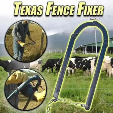 Farm fence repair tool, the Texas Fence Fixer, effectively tightens loose livestock fences & strains wires.