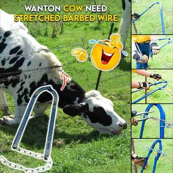 Durable metal Texas Fence Fixer, an essential farm tool for quick fence repair, wire tensioning & maintenance.