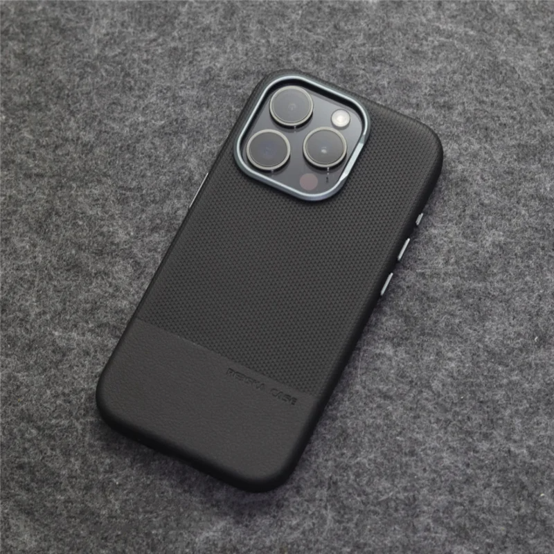 Durable, minimalist iPhone case with textured grip. Military-grade protection, shockproof phone accessory.
