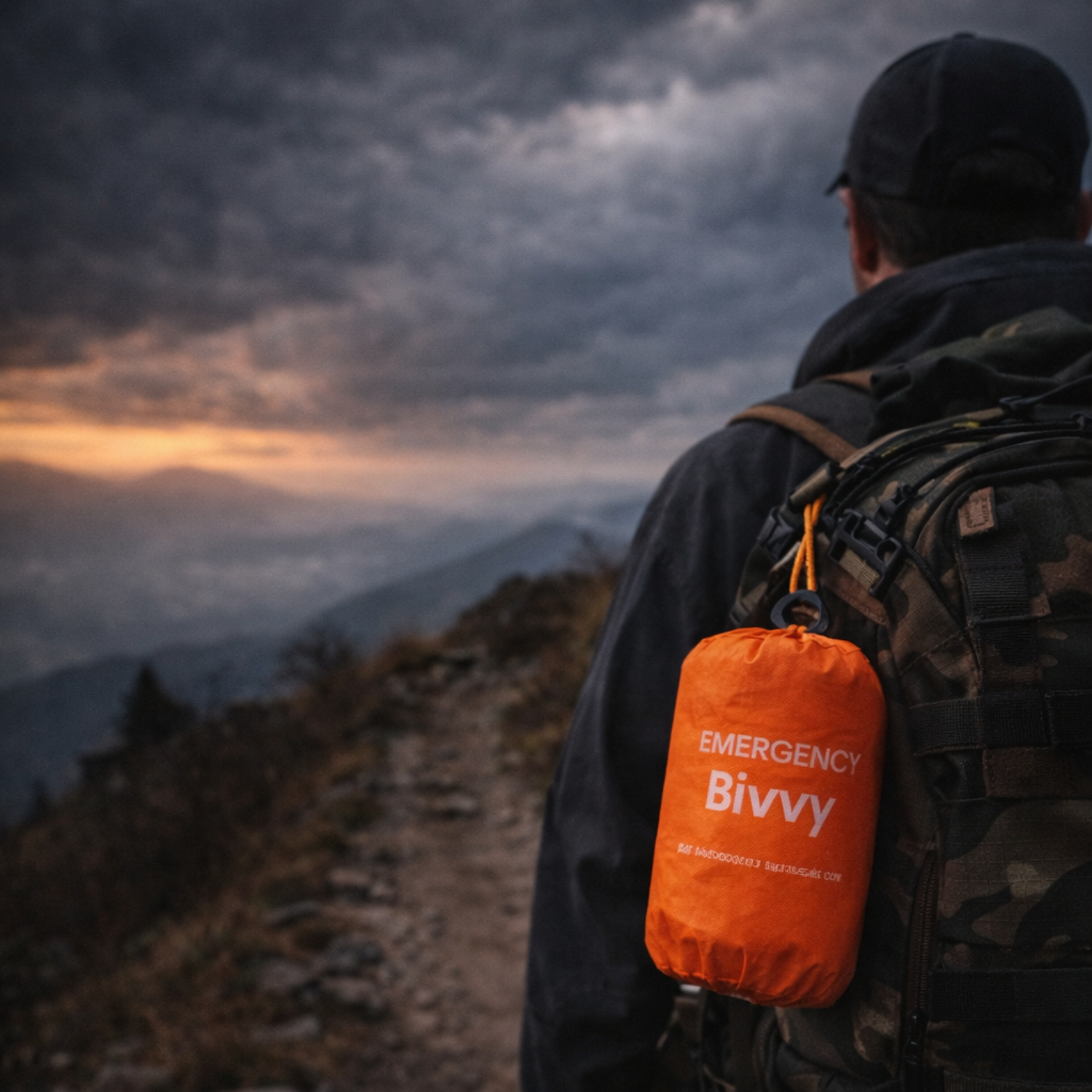 Thermal bivy emergency sleeping bag laid flat, displaying full dimensions for outdoor preparedness.