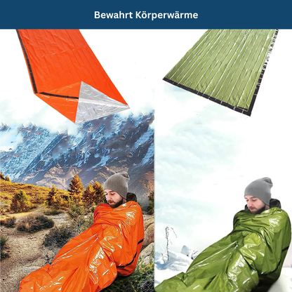 Durable emergency sleeping bag providing warmth for outdoor survival and first aid