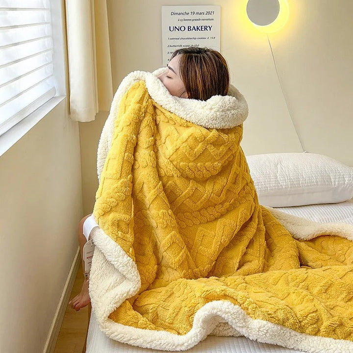 Premium lambswool winter blanket, designed for cozy comfort and stylish warmth.