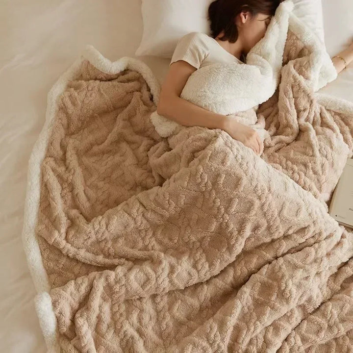 Plush winter lambswool blanket, a soft and warm throw for ultimate comfort.