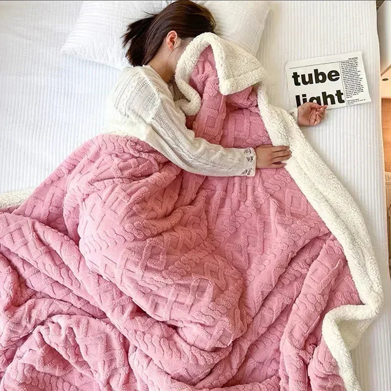Thick lambswool blanket for ultimate softness, warmth, and cozy winter evenings.